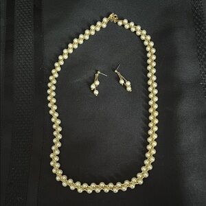 Elegant Pearl Necklace and Earring Set Vtg